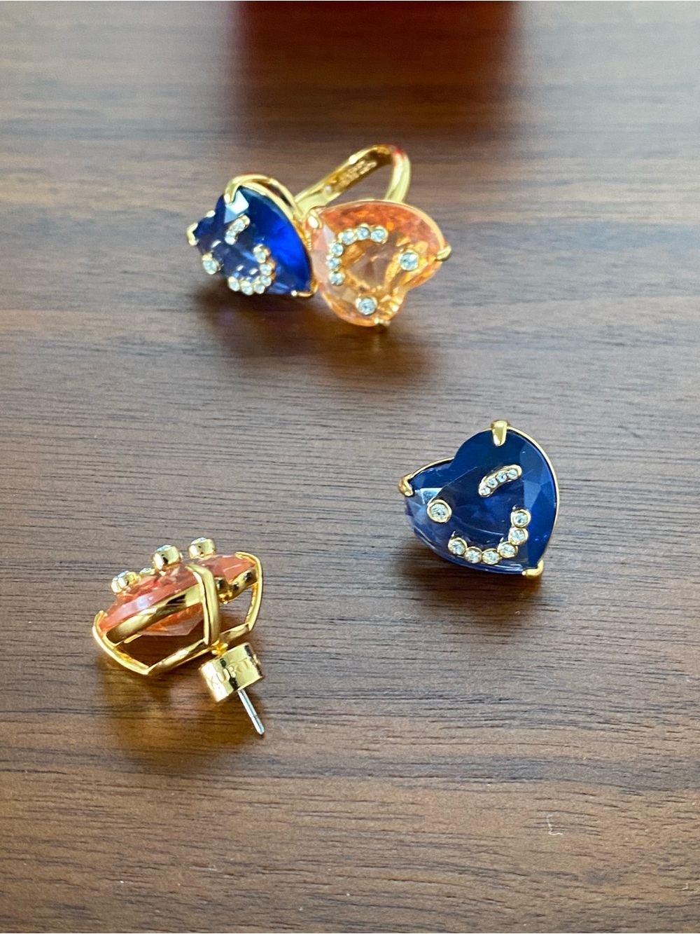 Kurt Geiger London Gold-Tone Heart Gem Ring and Earrings Set with Box - Picture 6 of 9